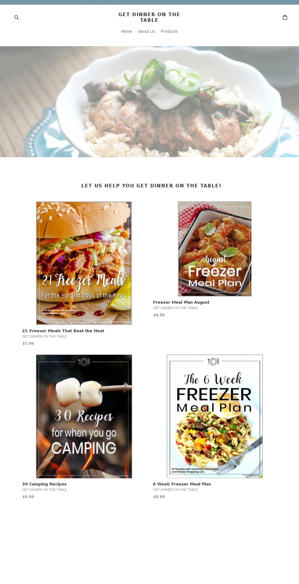getdinneronthetable.net shopify website screenshot
