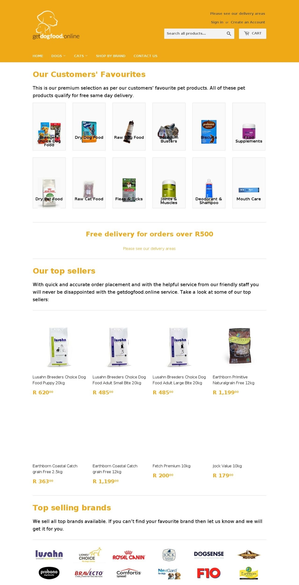 getdogfood.online shopify website screenshot