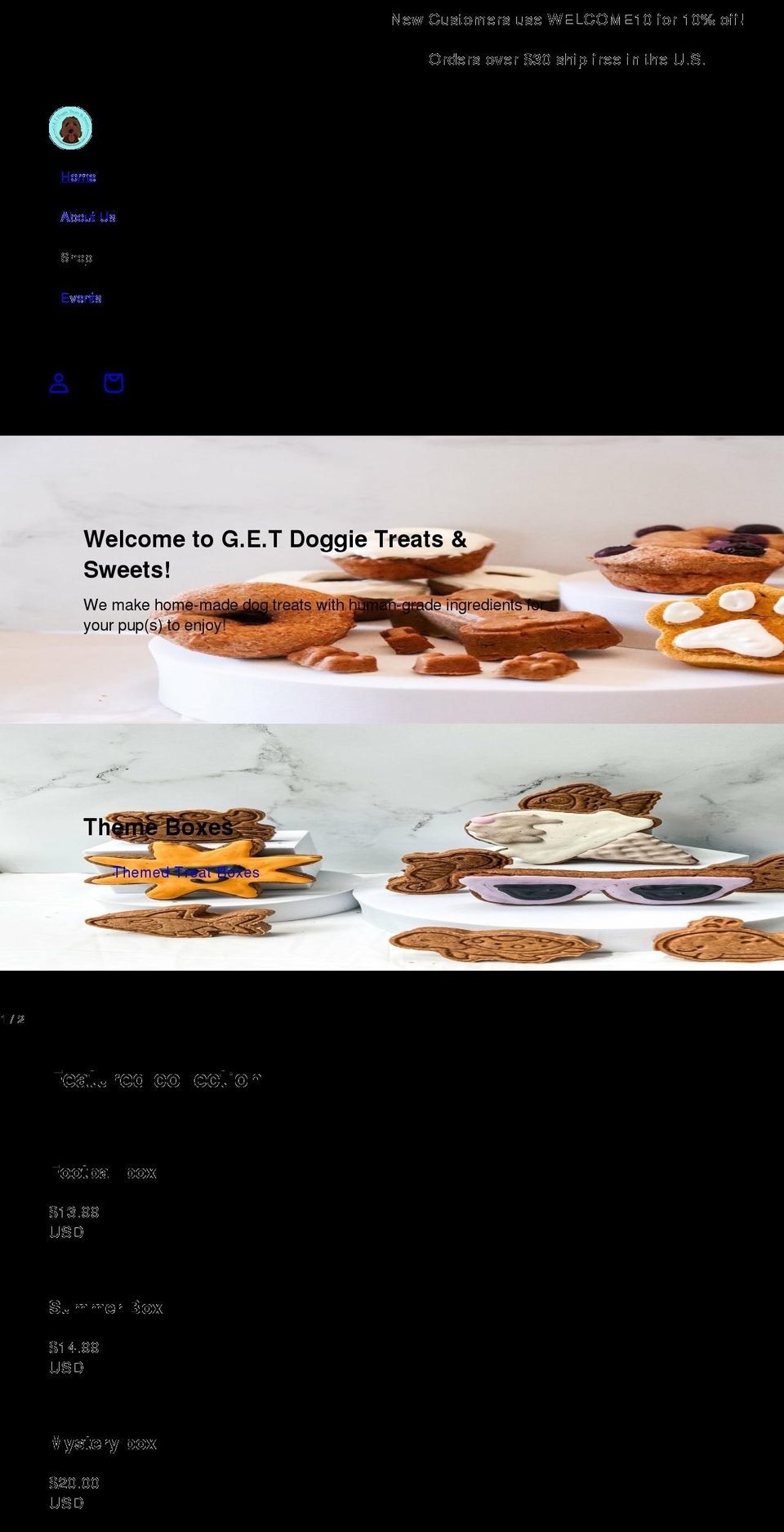 Updated copy of Crave Shopify theme site example getdoggietreatsandsweets.com