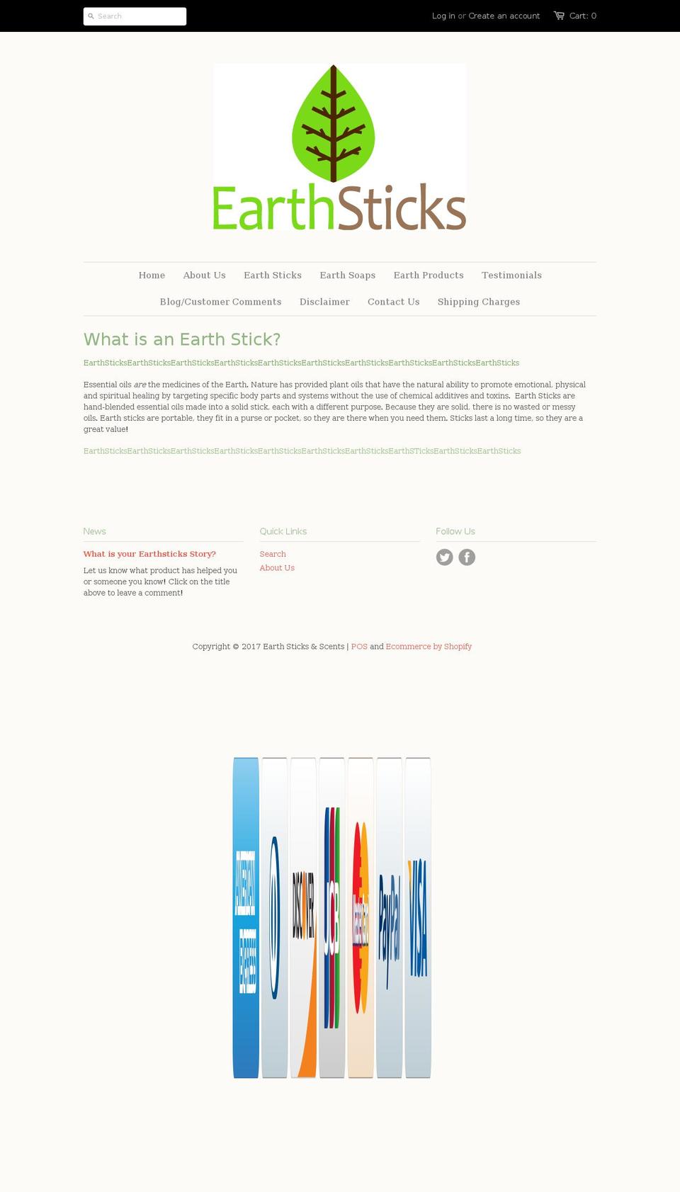 getearthsticks.com shopify website screenshot