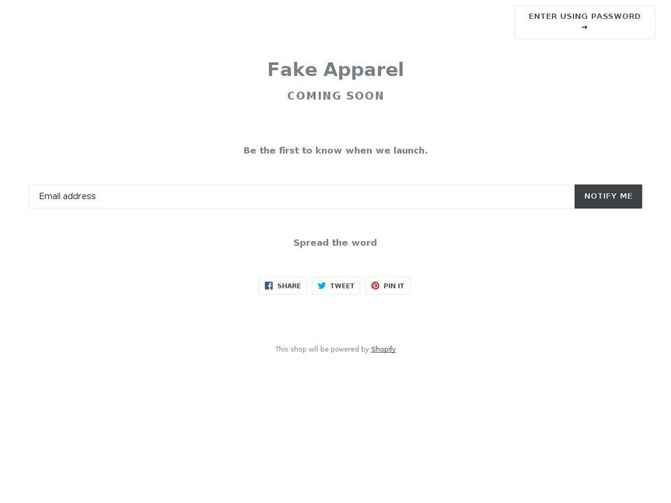 getfakeapparel.com — Shopify storefront screenshot