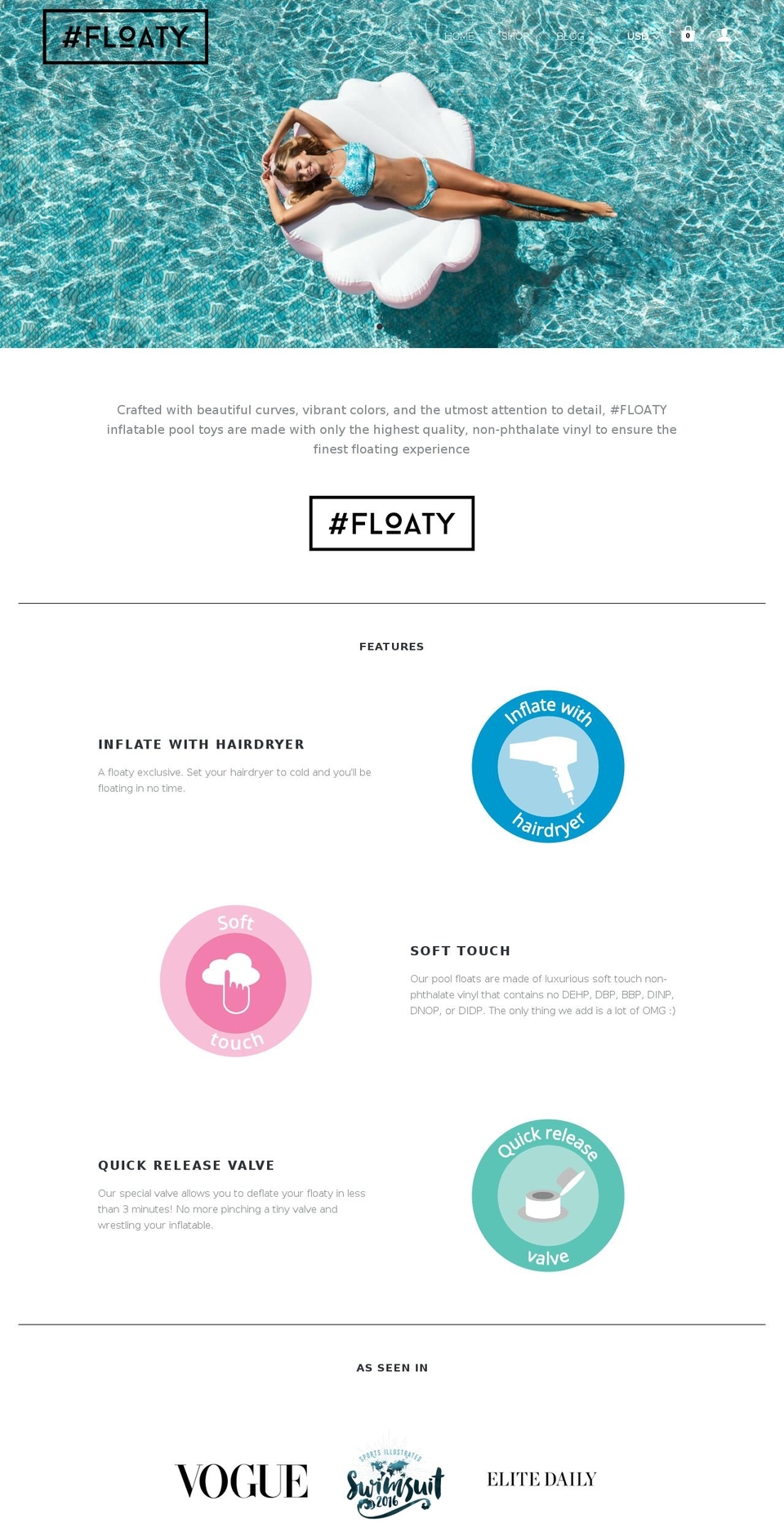 getfloaty.com shopify website screenshot