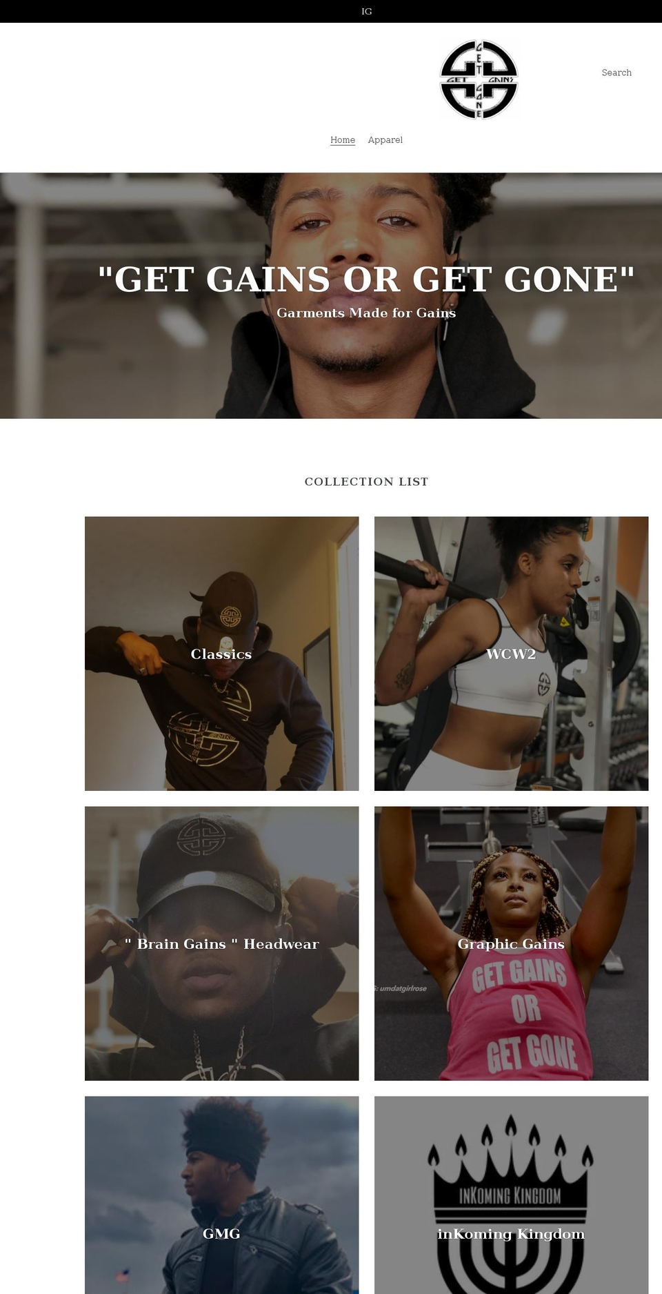 getgainsorgetgone.com shopify website screenshot