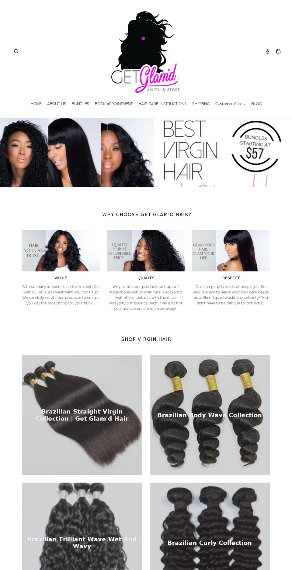 getglamdhair.com — Shopify storefront screenshot