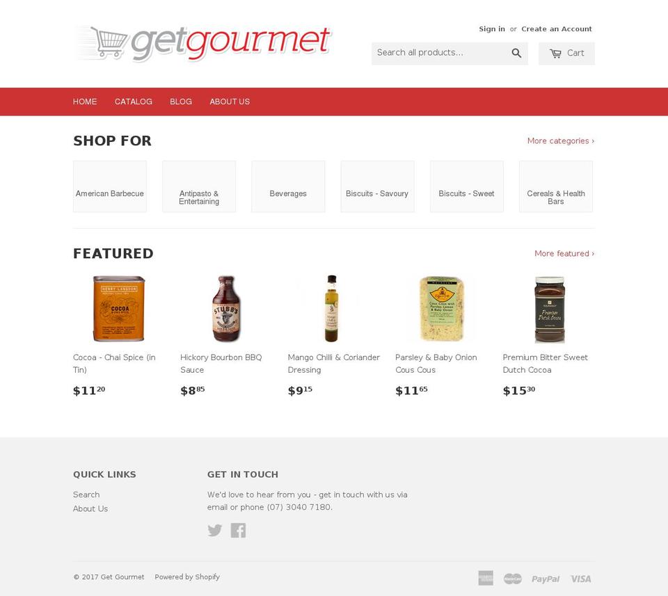 getgourmet.com.au shopify website screenshot