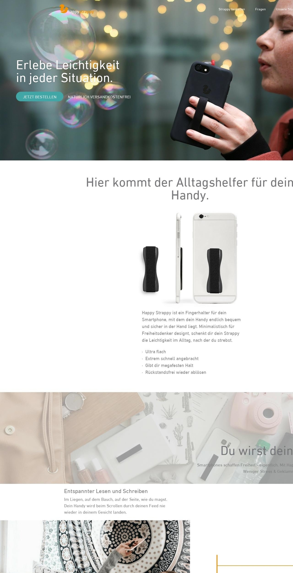 Startup Shopify theme site example gethappystrappy.de