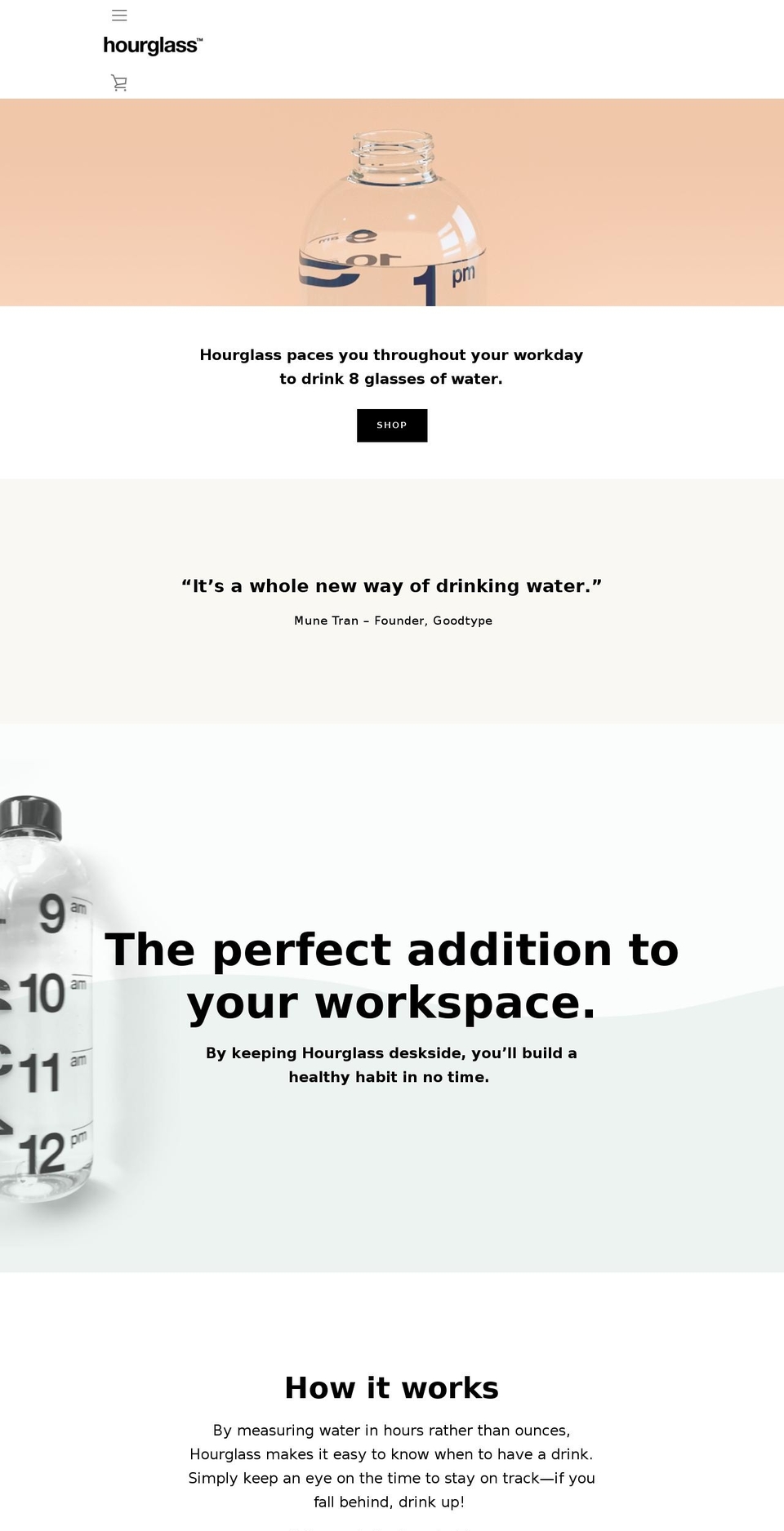 gethourglass.com shopify website screenshot