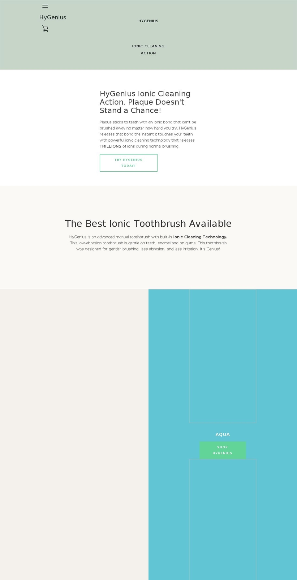 gethygenius.com shopify website screenshot