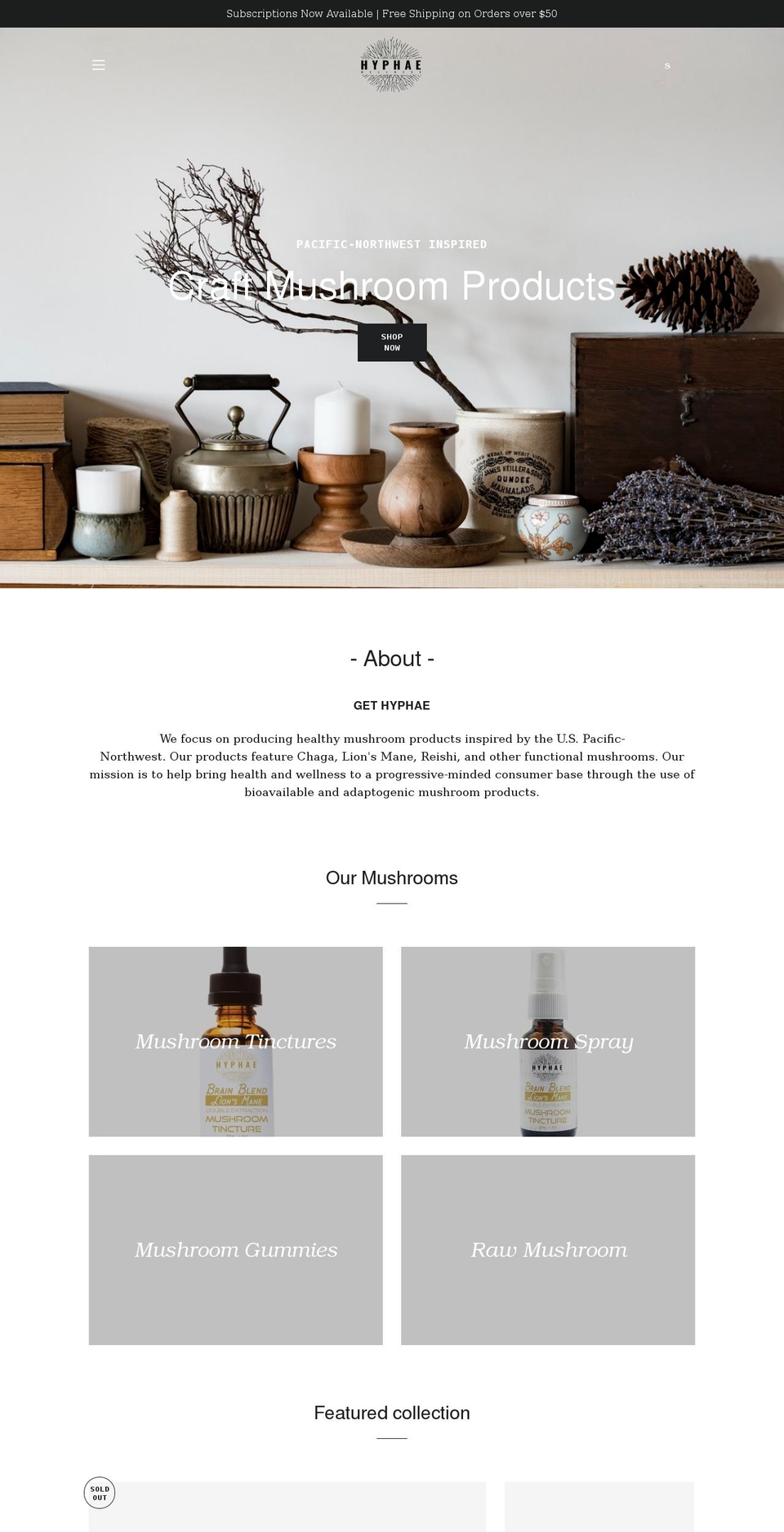 gethyphae.com shopify website screenshot