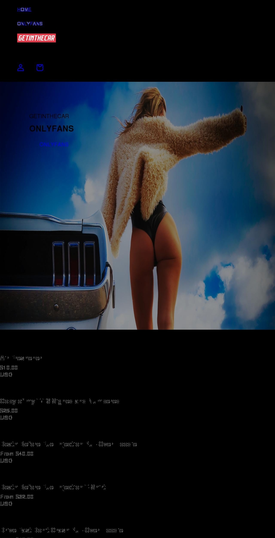 getinthecar.com shopify website screenshot