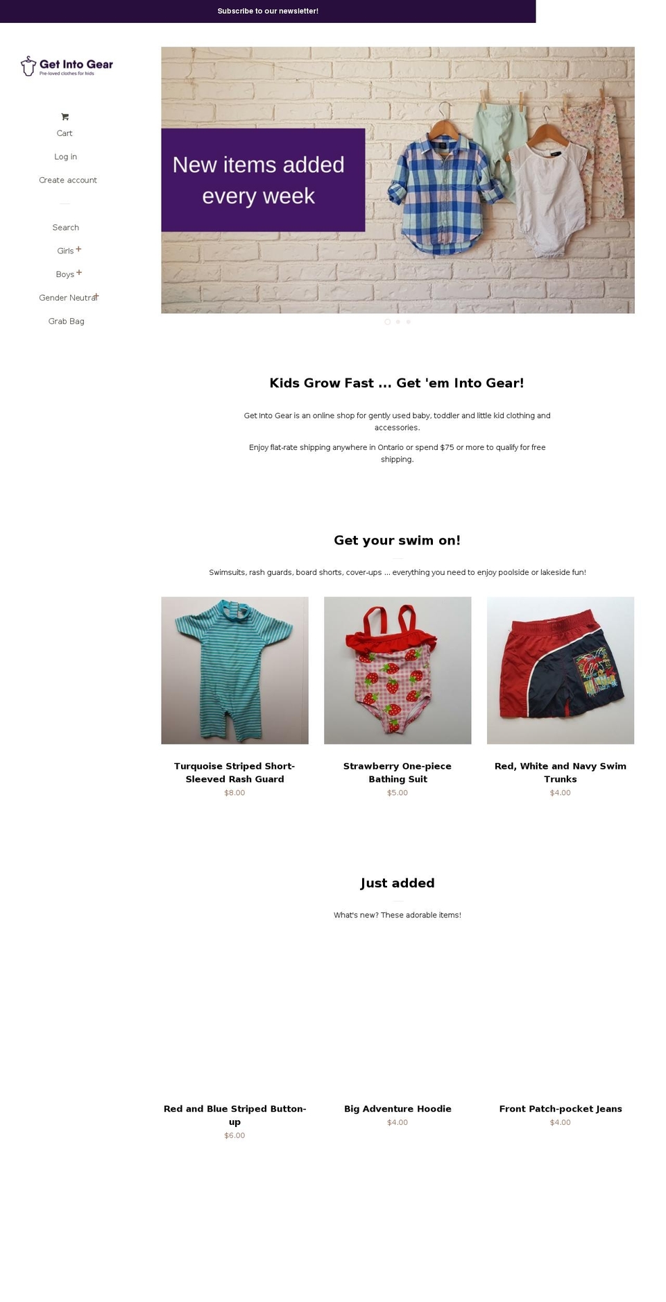getintogear.ca shopify website screenshot