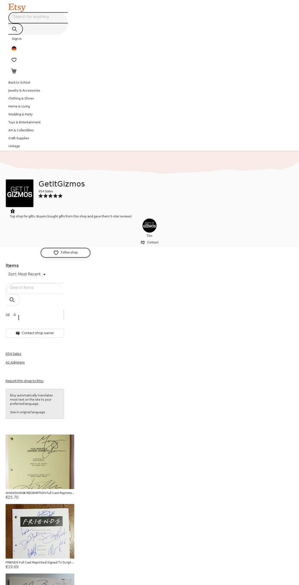 getitgizmos.com — Shopify storefront screenshot