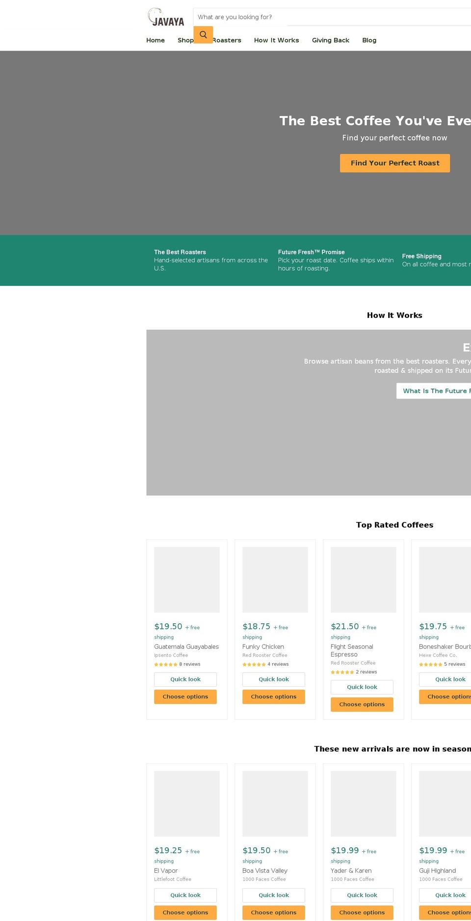 getjavaya.com — Shopify storefront screenshot
