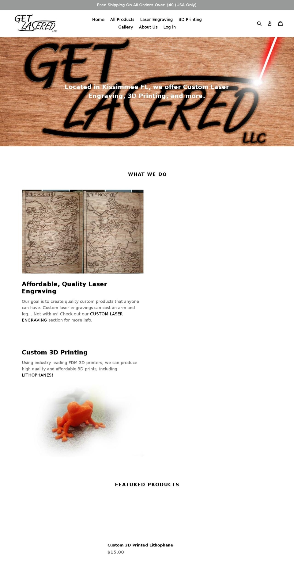getlasered.com — Shopify storefront screenshot