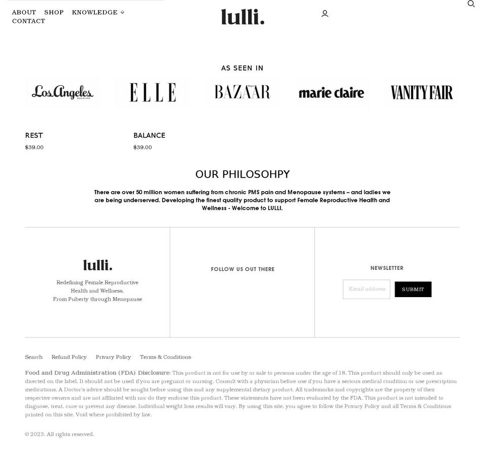 getlulli.com shopify website screenshot