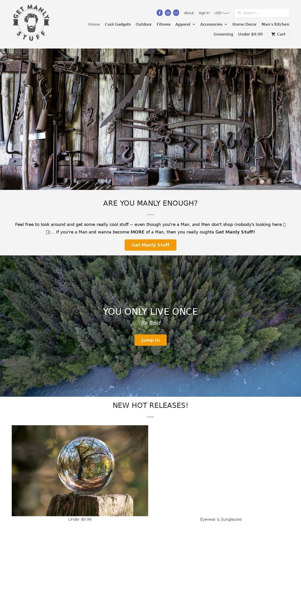 getmanlystuff.com — Shopify storefront screenshot