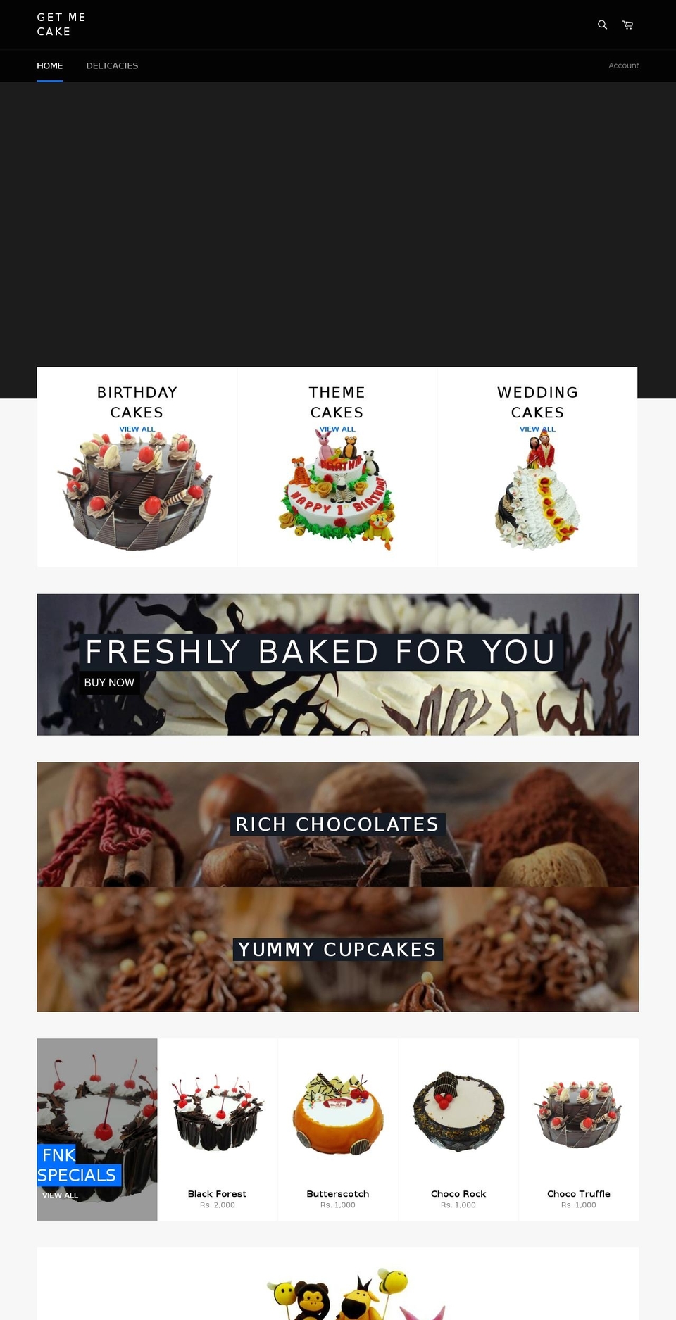 getmecake.com shopify website screenshot