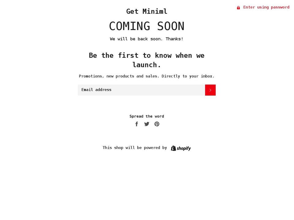 getminiml.com shopify website screenshot