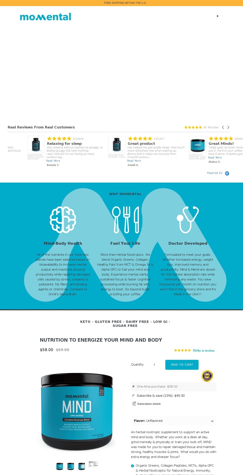 getmomental.com — Shopify storefront screenshot