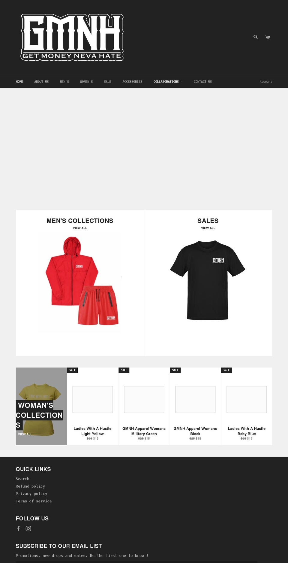 getmoneynevahate.com shopify website screenshot