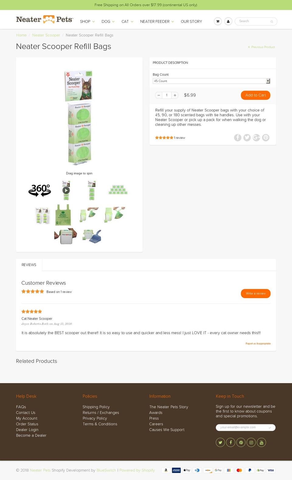 getneaterbagdispenser.com shopify website screenshot
