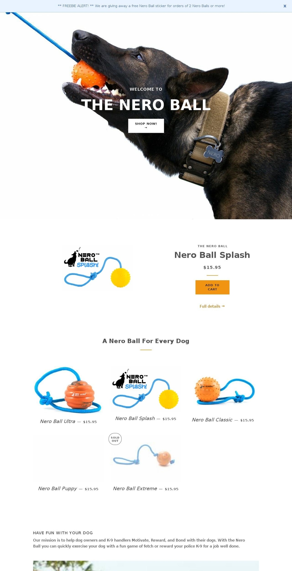 getneroball.com — Shopify storefront screenshot