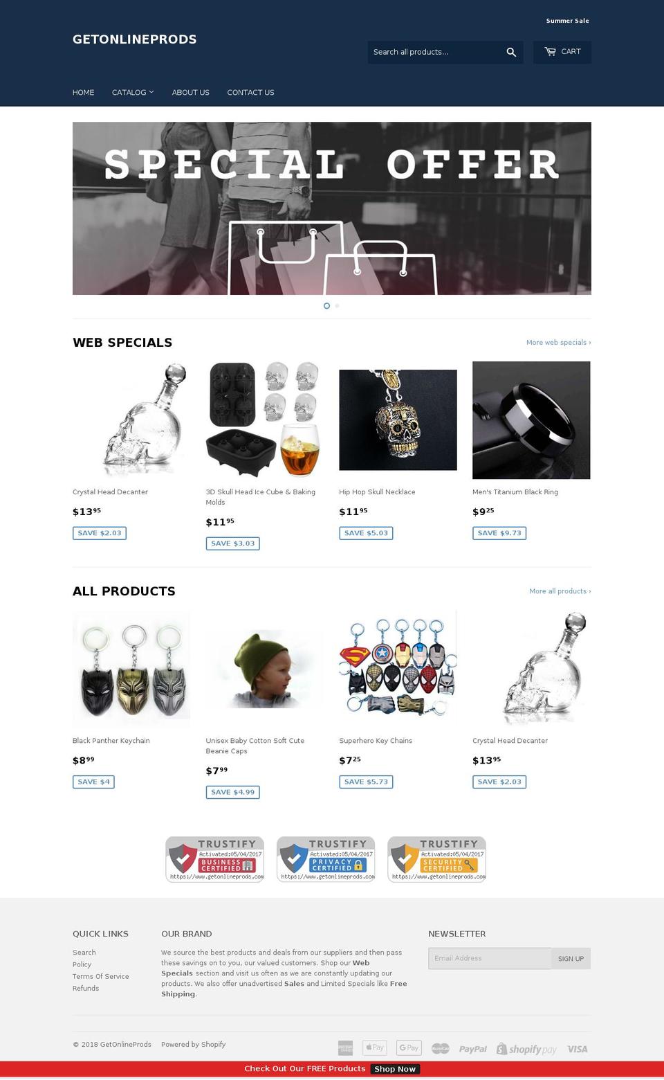 getonlineprods.com — Shopify storefront screenshot