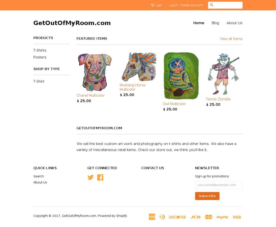 getoutofmyroom.com shopify website screenshot