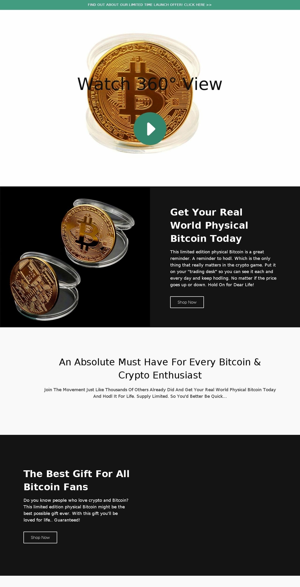 getphysicalbitcoins.com — Shopify storefront screenshot