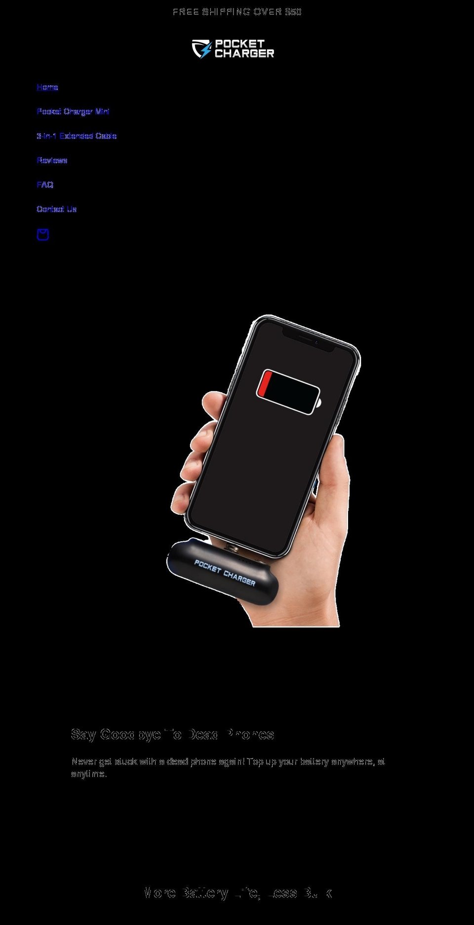 getpocketcharger.com shopify website screenshot