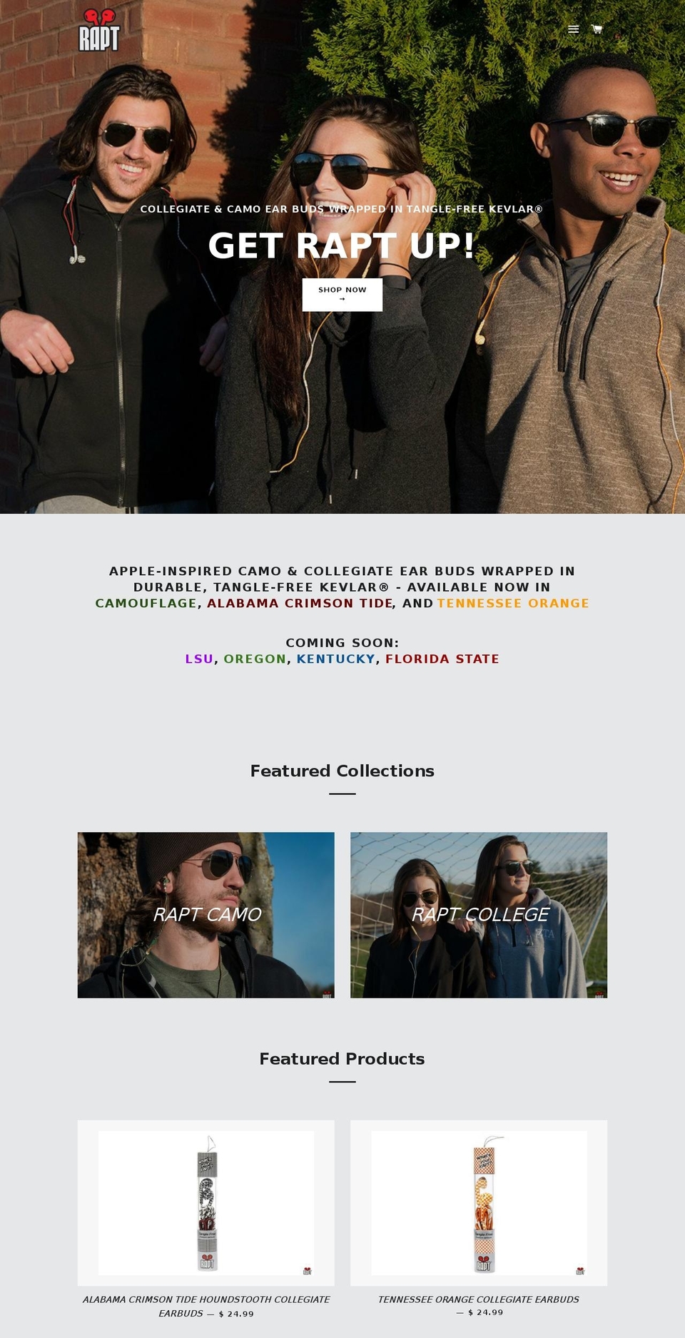 getraptup.com shopify website screenshot
