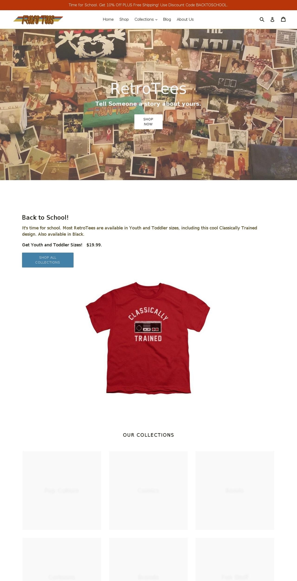 getretrotees.com — Shopify storefront screenshot