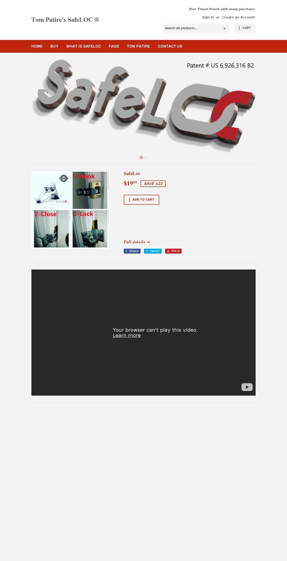 getsafeloc.com shopify website screenshot