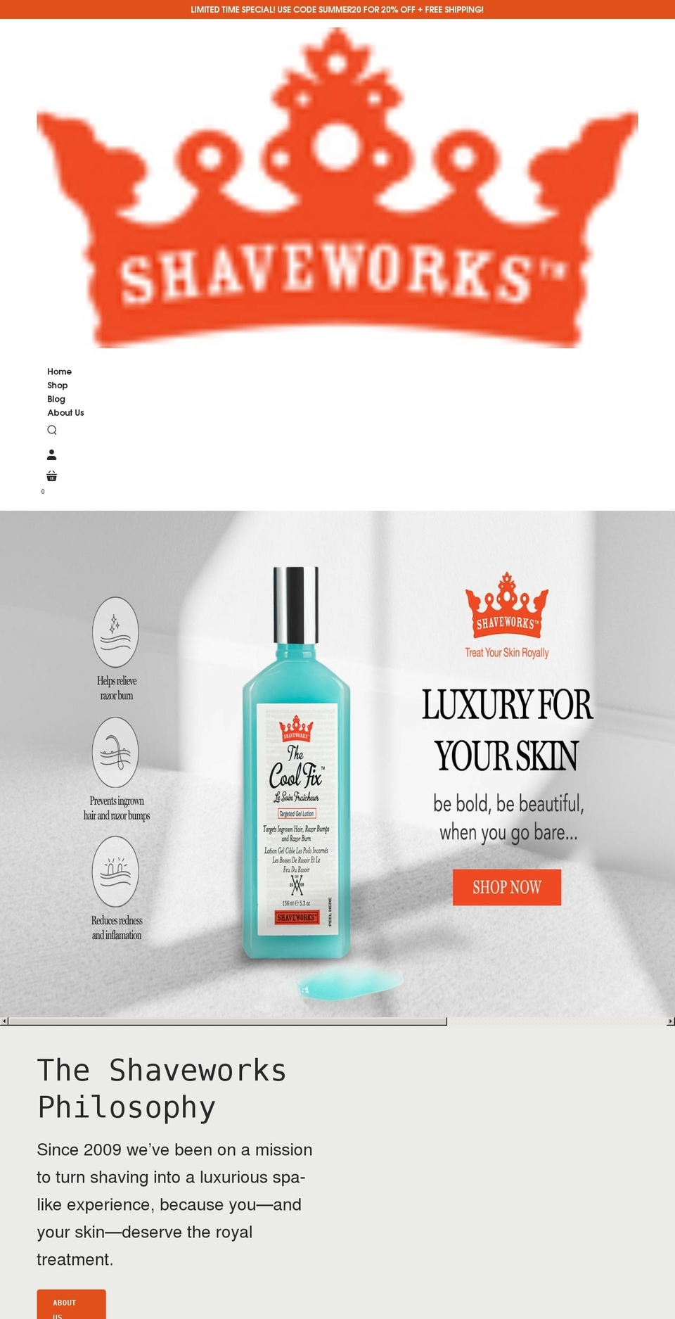 getshaveworks.com shopify website screenshot