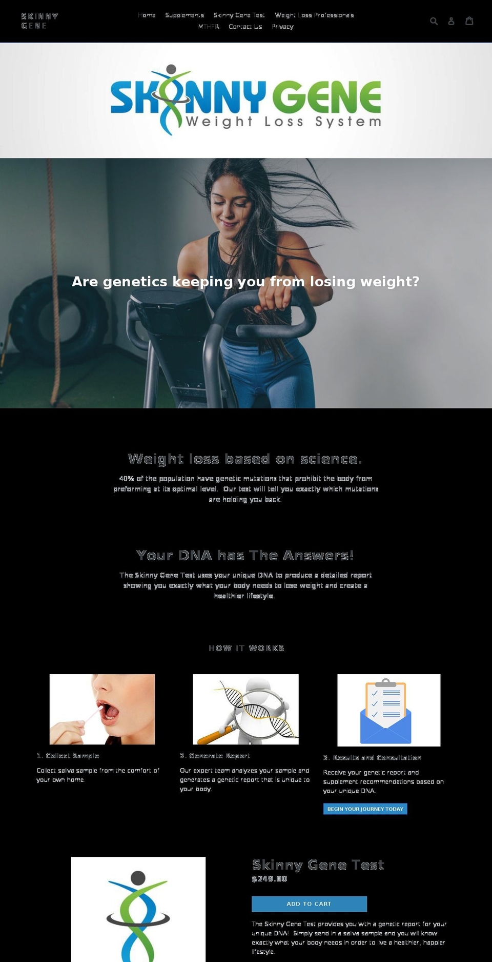getskinnygene.com shopify website screenshot