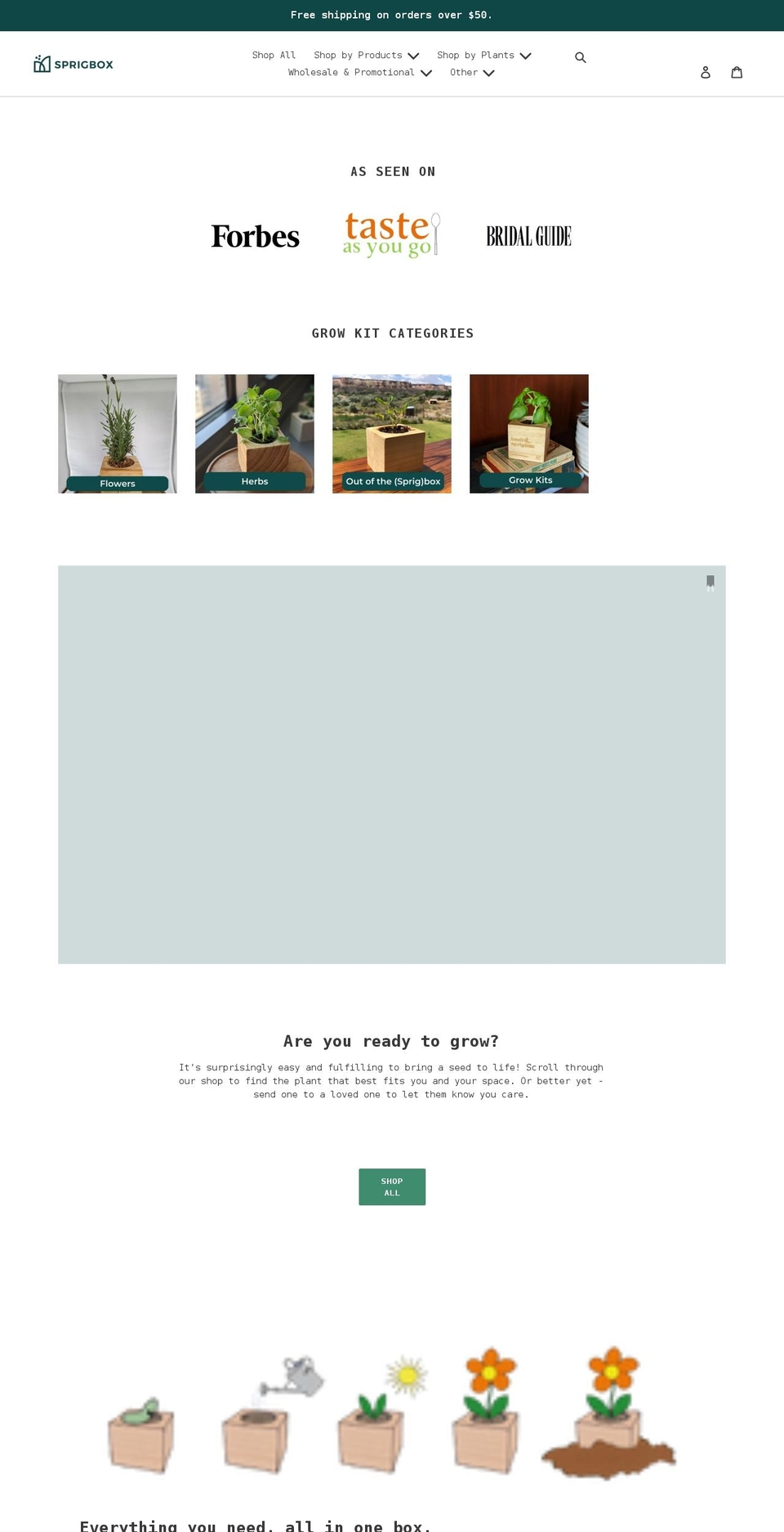 getsprigbox.com shopify website screenshot