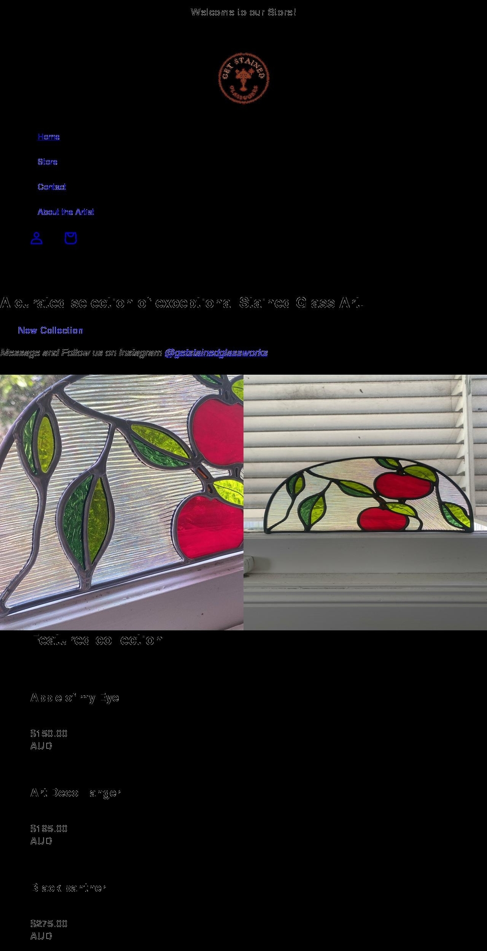 getstainedglass.com shopify website screenshot
