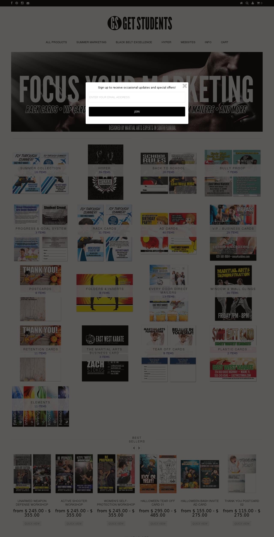 getstudents.com shopify website screenshot