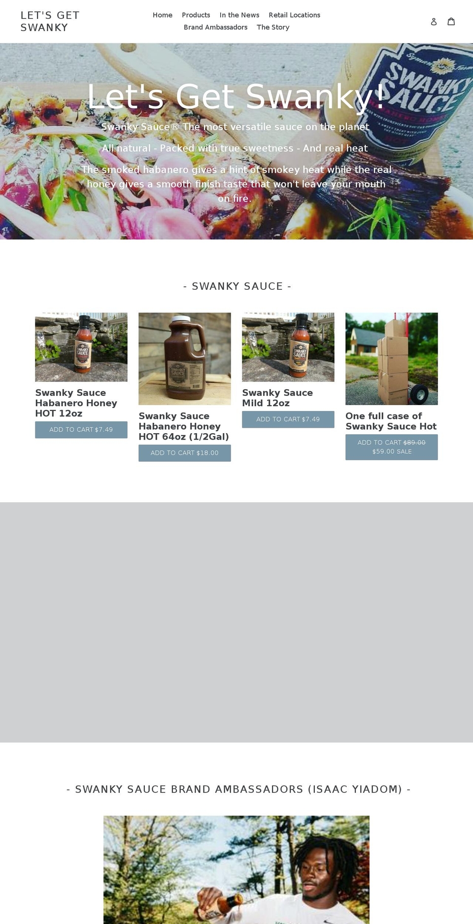 Copy of Let's Get Swanky Shopify theme site example getswankysauce.com