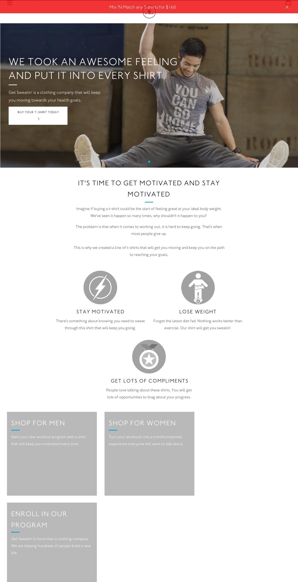 getsweatin.com shopify website screenshot