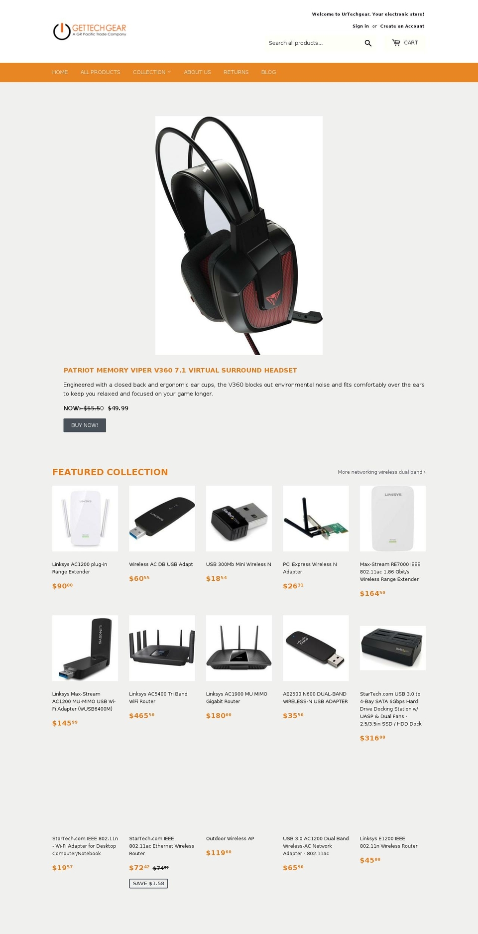 gettechgear.com — Shopify storefront screenshot