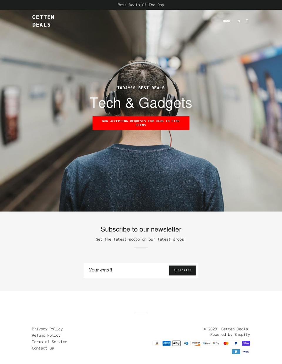 gettendeals.com shopify website screenshot