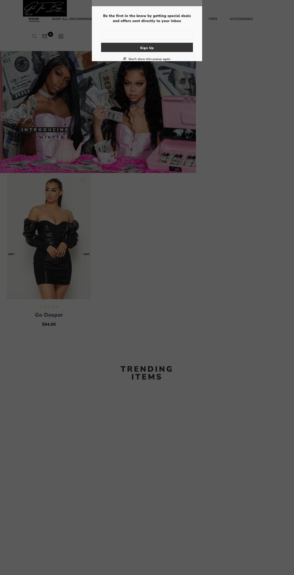getthebagboutique.com shopify website screenshot