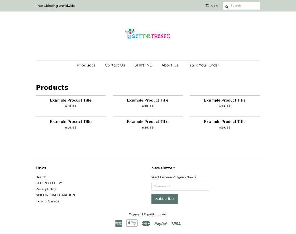 getthetrends.com shopify website screenshot