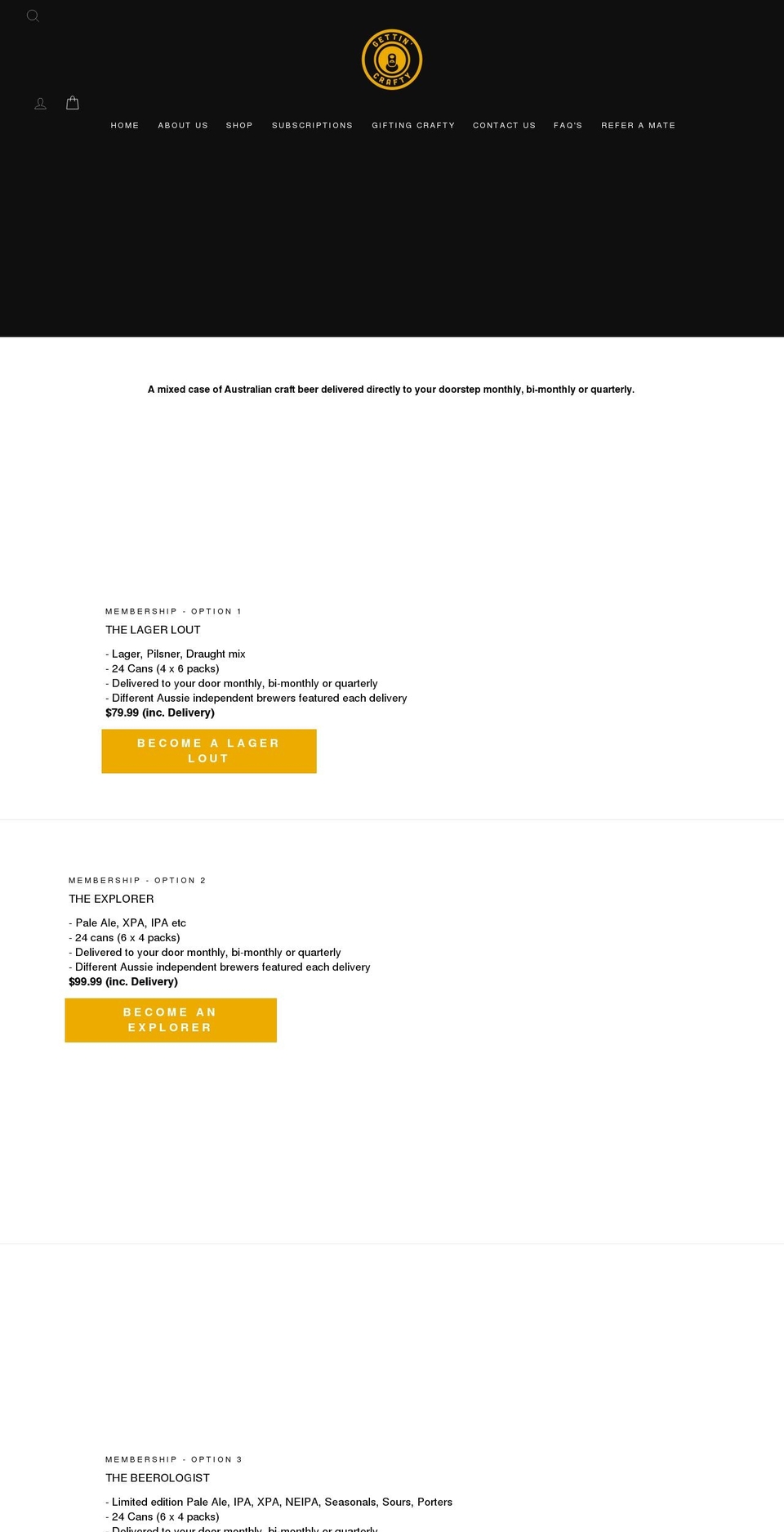 gettincrafty.com.au shopify website screenshot