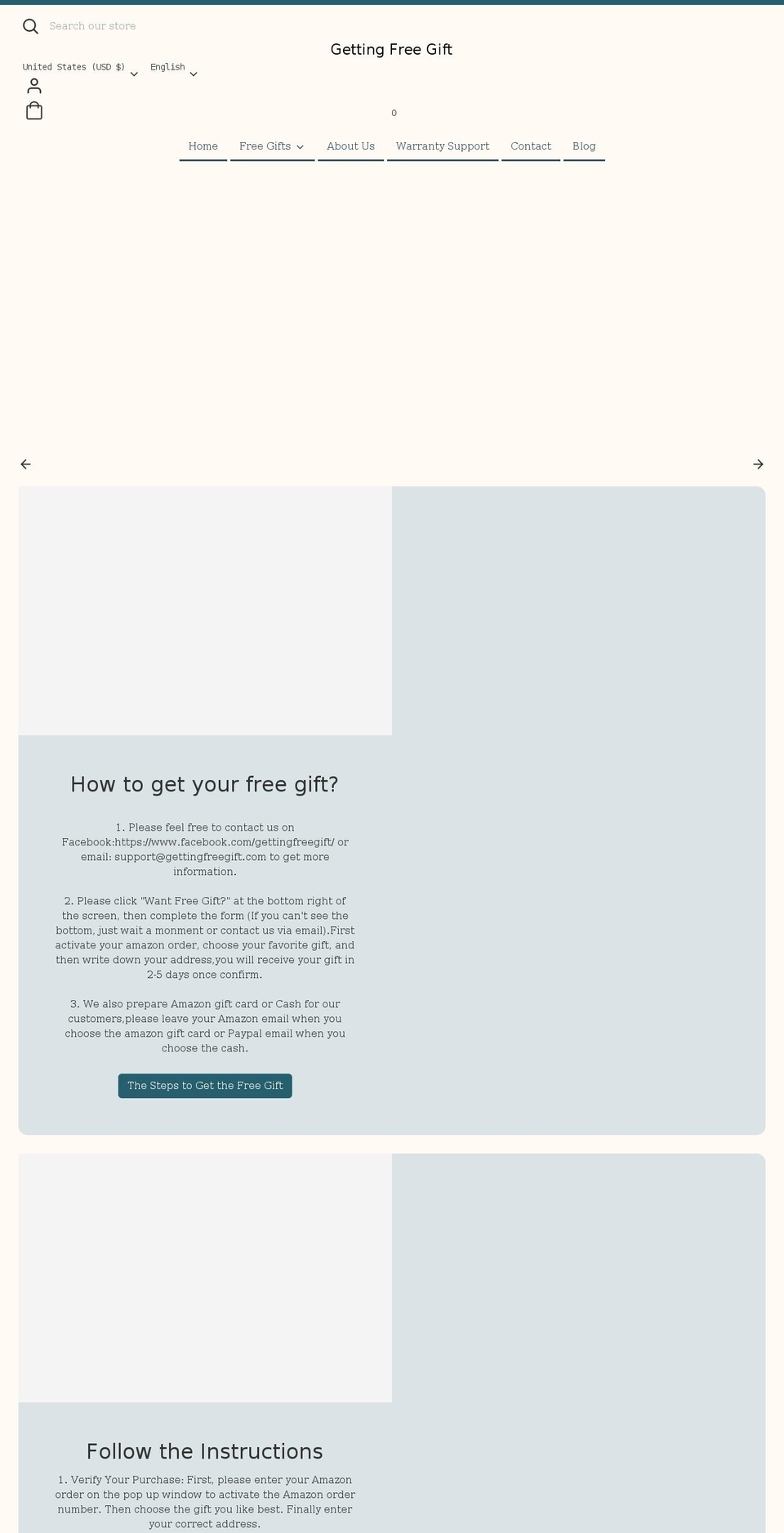 gettingfreegift.com shopify website screenshot