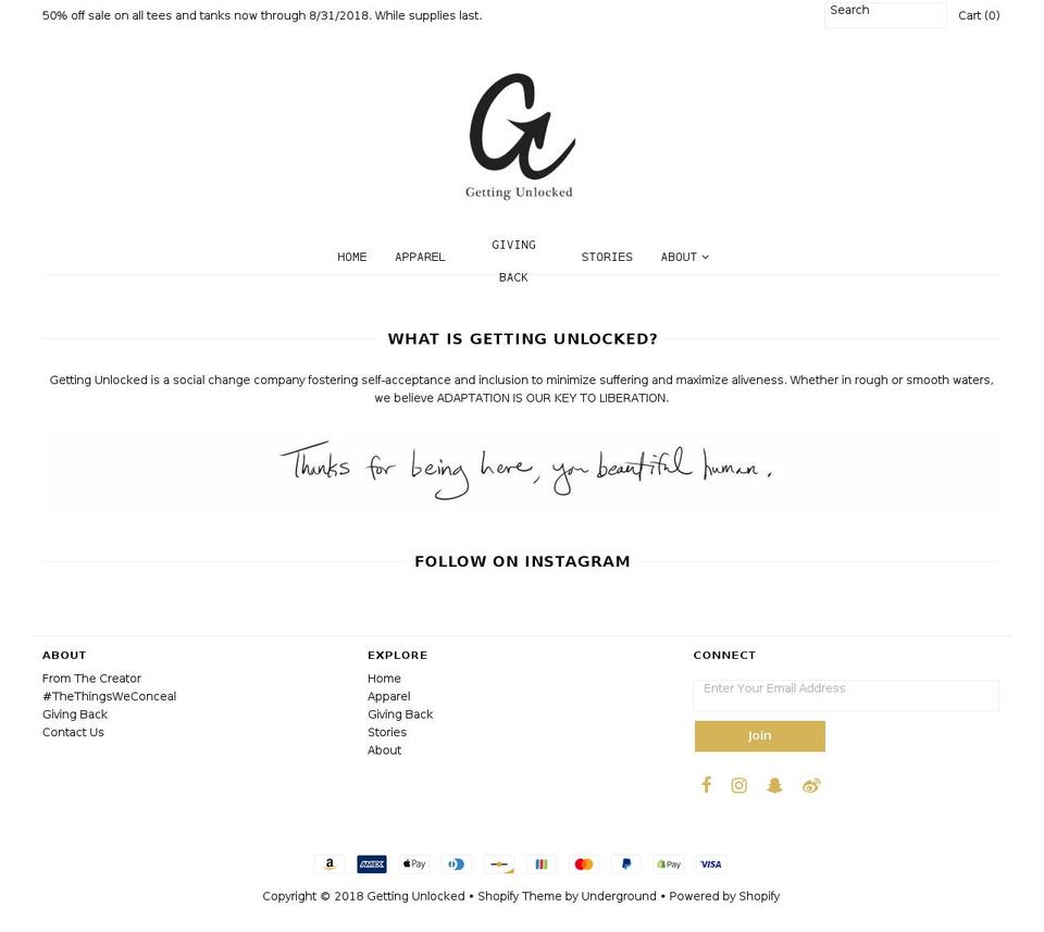 gettingunlocked.com shopify website screenshot