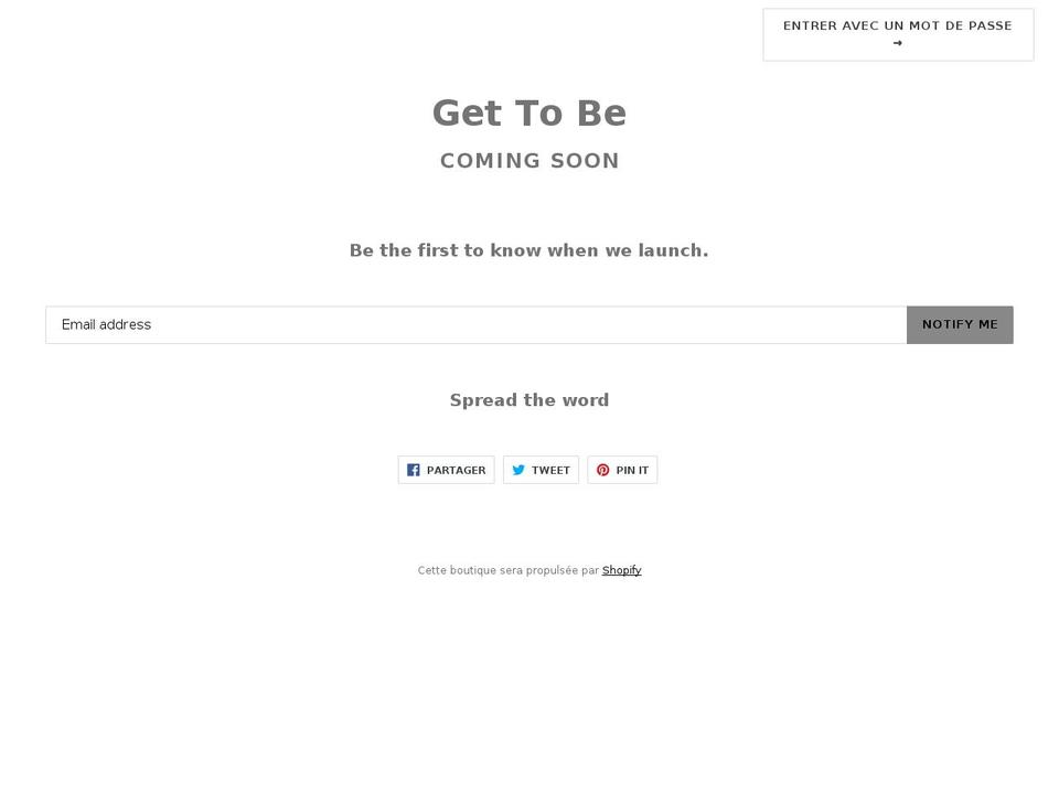 gettobe.net shopify website screenshot