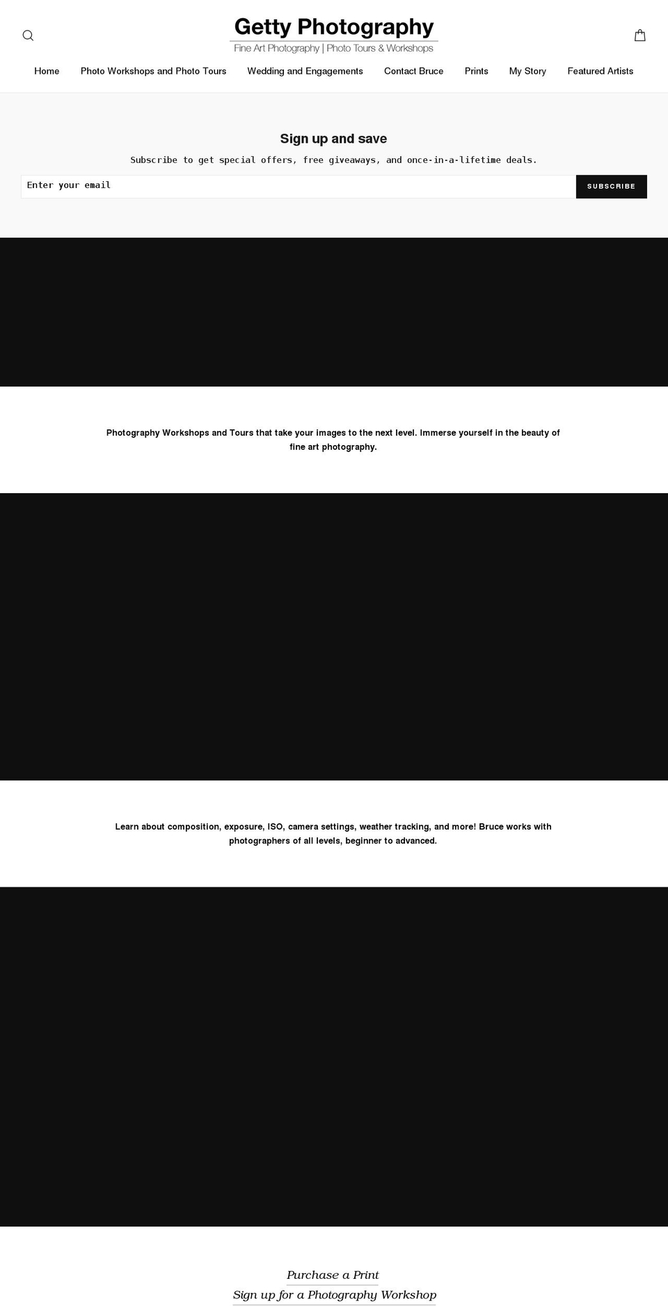 Current as of -- Shopify theme site example gettyphotography.com