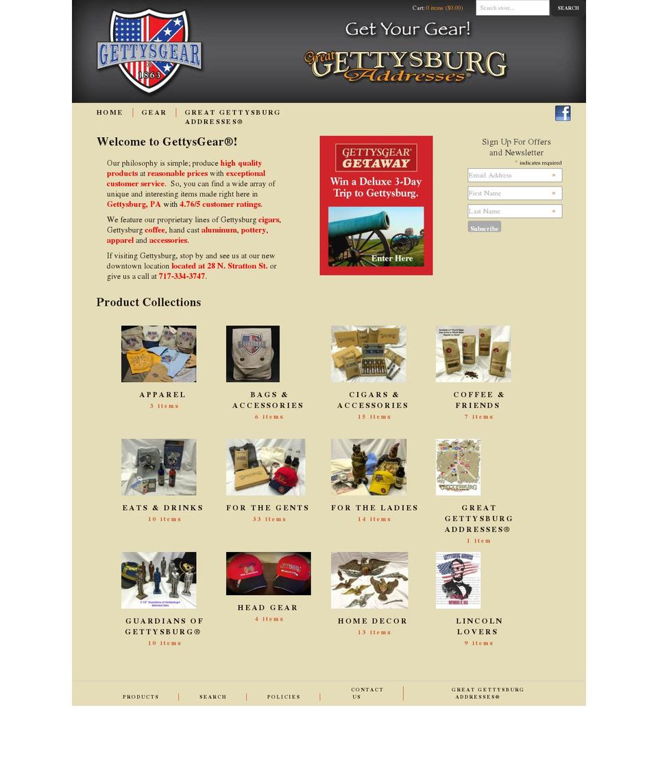 GettysGear Main 1.2 Shopify theme site example gettysburgcoffeeco.com